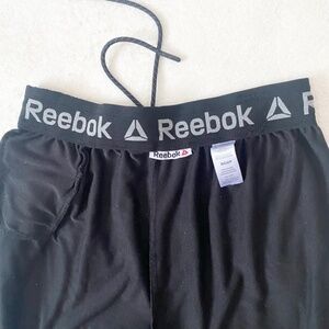 Reebok Mens Mesh Track Pants Zipper-Pockets Small Black